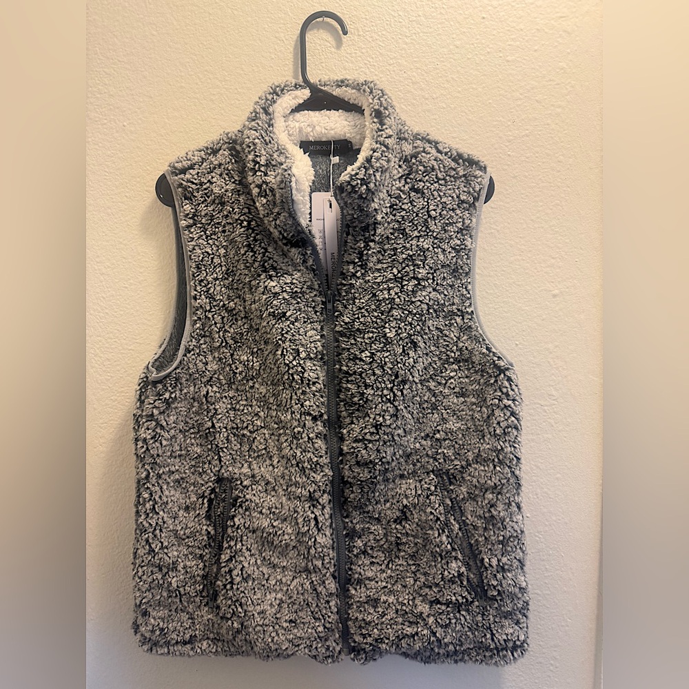 Cozy Gray Sherpa Vest